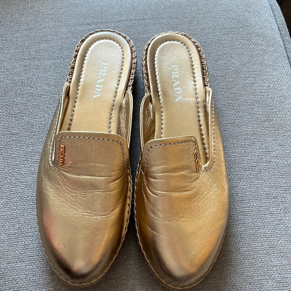 Prada gold slides